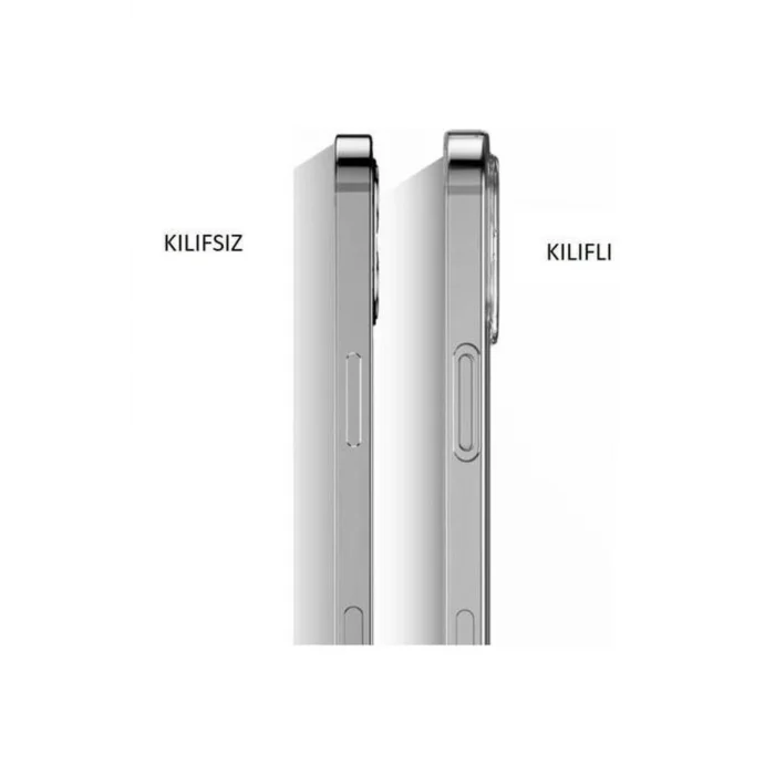 İphone 14 Pro Şeffaf Korumalı Tıpalı Silikon Kapak-Kılıf