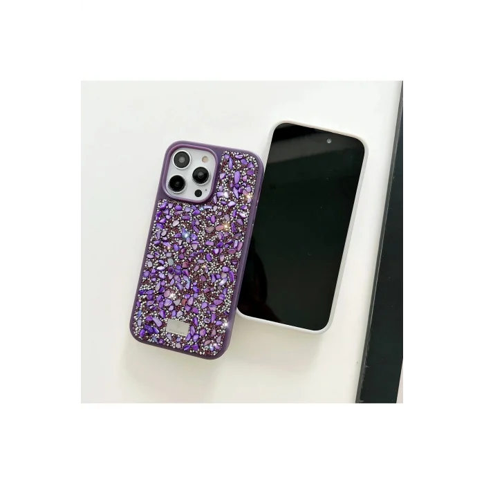 İphone 14 Pro Sw Taşlı Premium Lüx Silikon Cep Telefonu Kılıfı