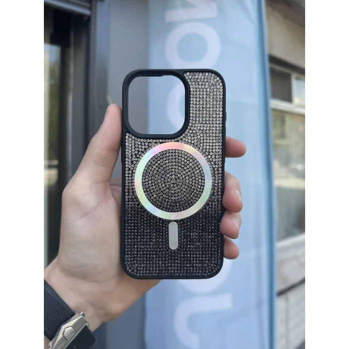 İphone 15 Kılıf Diamont MagSafe Hologramlı Telefon Kılıfı