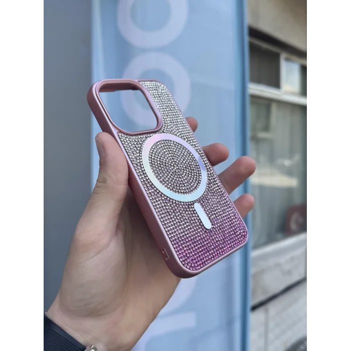 İphone 15 Kılıf Diamont MagSafe Hologramlı Telefon Kılıfı