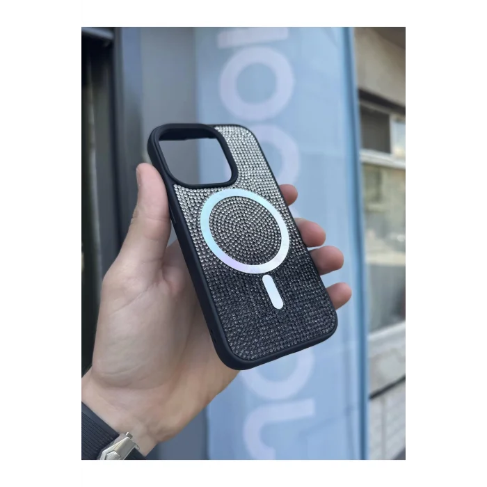 İphone 15 Kılıf Diamont MagSafe Hologramlı Kapak