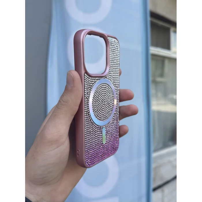 İphone 15 Kılıf Diamont MagSafe Hologramlı Telefon Kılıfı