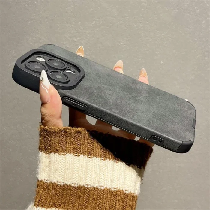 İphone 15 Plus İle Uyumlu Premium Suni Suet Kamera Korumalı Kılıf