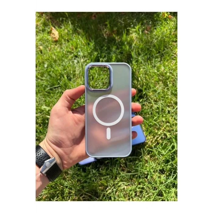 İphone 15 Pro MagSafe Uyumlu Mat Krom Telefon Kılıfı