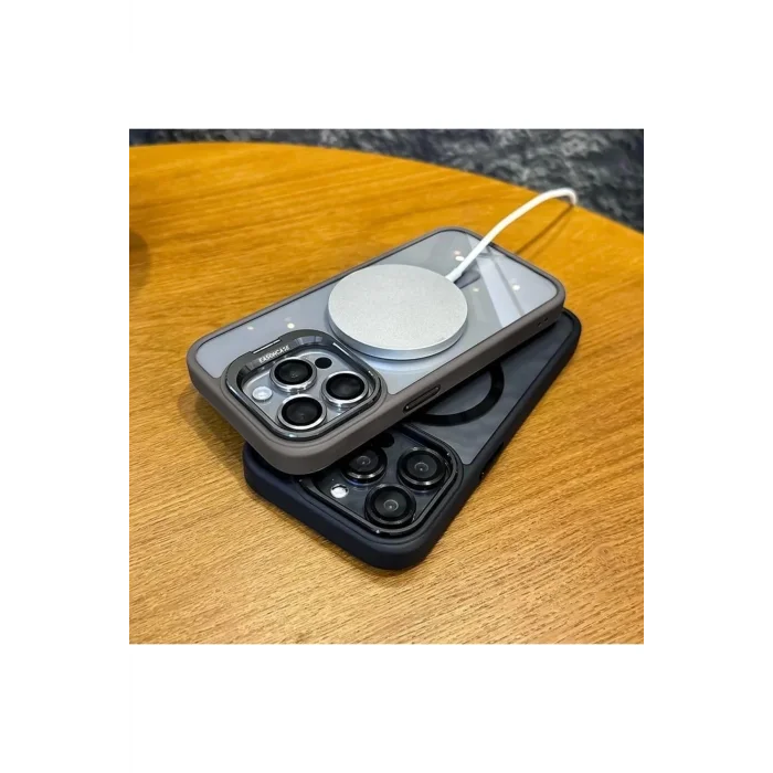 iPhone 15 Pro Max Kılıf Klon Stantlı + Lens Korumalı MagSafe Kapak
