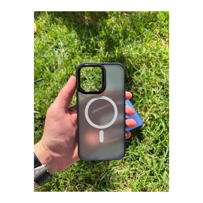 İphone 15 Pro Max MagSafe Uyumlu Mat Krom Telefon Kılıfı
