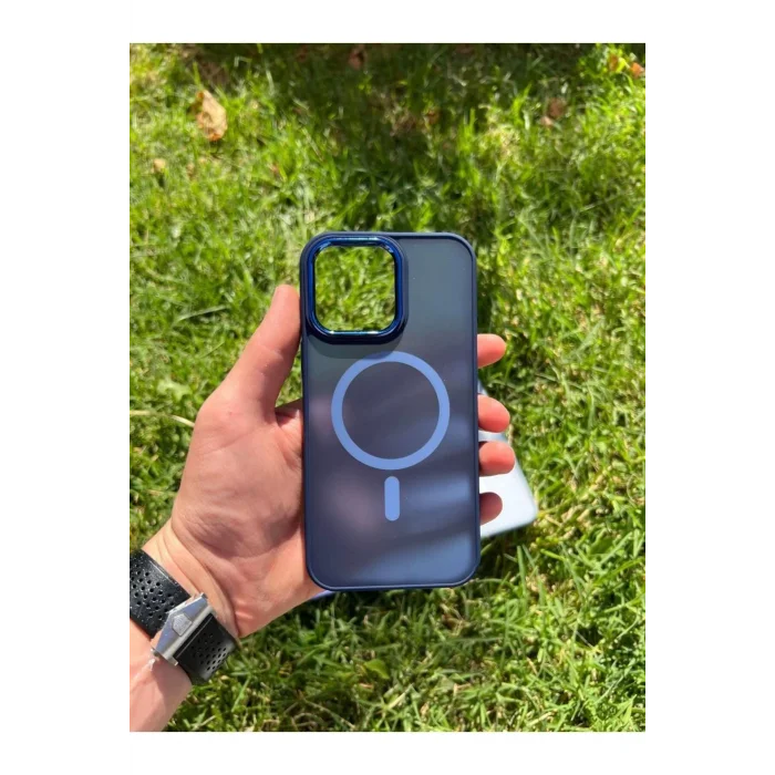 İphone 15 Pro Max MagSafe Uyumlu Mat Krom Telefon Kılıfı
