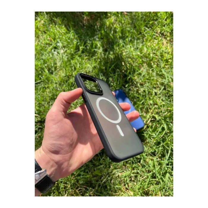 İphone 15 Pro Max MagSafe Uyumlu Mat Krom Telefon Kılıfı