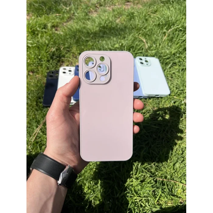 İphone 15 Pro Max Uyumlu Parlak Premium Renkli Cam Telefon Kılıfı
