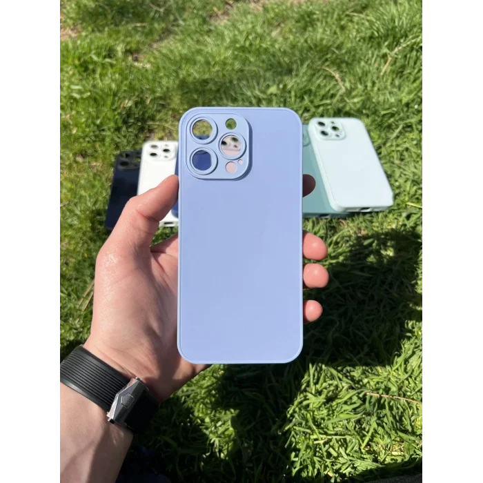 İphone 15 Pro Max Uyumlu Parlak Premium Renkli Cam Telefon Kılıfı