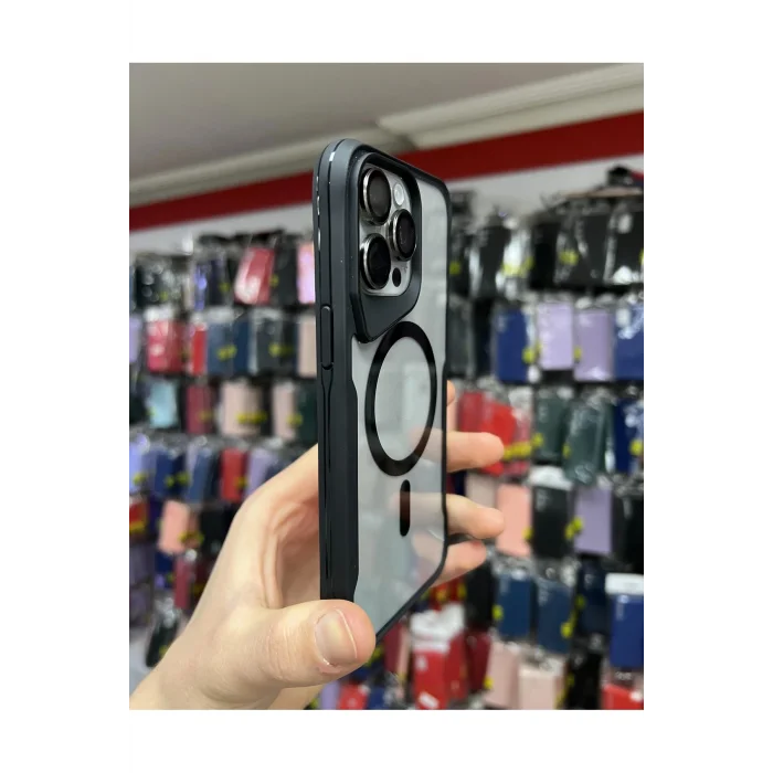 İphone 15 Pro T-Max MagSafe Uyumlu Siyah Silikon Kılıf