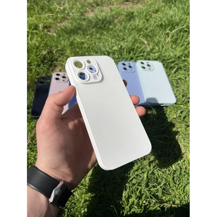 İphone 15 Pro Uyumlu Parlak Premium Renkli Cam Telefon Kılıfı