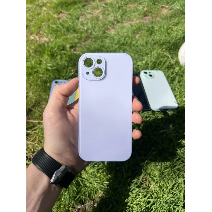İphone 15 Uyumlu Parlak Premium Renkli Cam Telefon Kılıfı