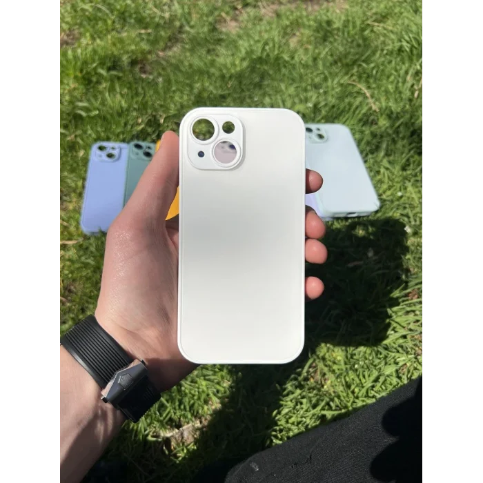 İphone 15 Uyumlu Parlak Premium Renkli Cam Telefon Kılıfı