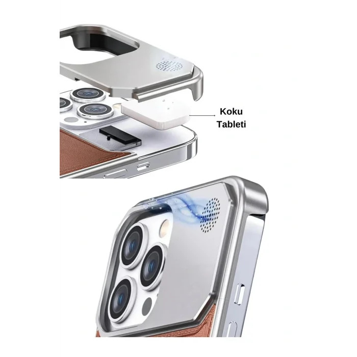 iPhone 16 Pro Max Parfümlü Koku Hazneli MagSafe Uyumlu Deri Kılıf