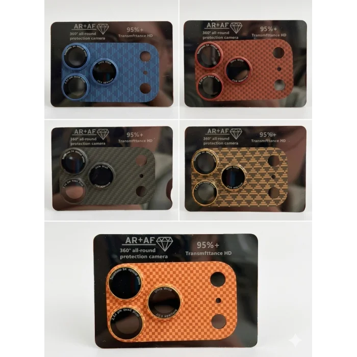 iPhone 17 Pro Max Tam Kapatan Desenli Karbon Lens Koruyucu