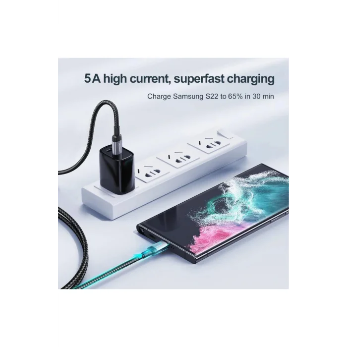 Joyroom 100W Type-Cden Type-C Örgü Şarj Ve Data Kablosu 3 Metre