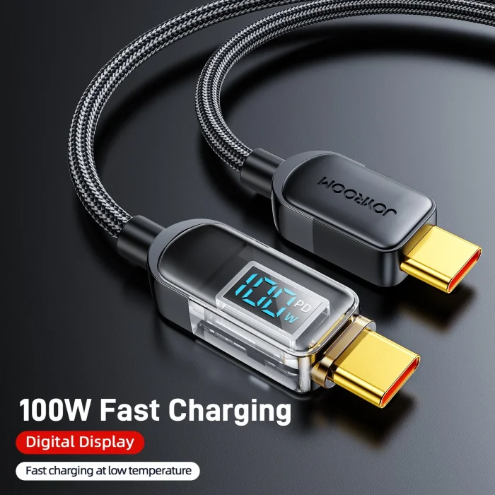 Joyroom 100W Type-C to Type-C Digital Display Fast Charging Data Cable 1.2m-Blue