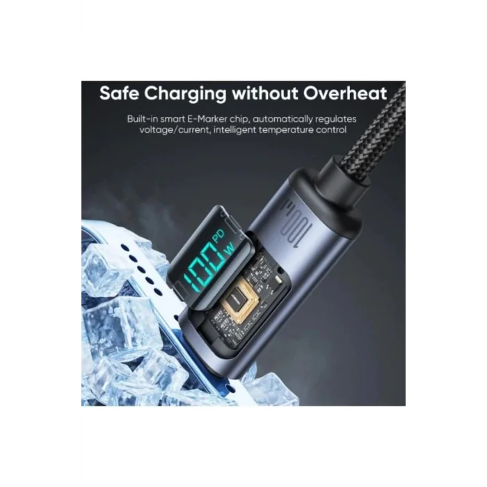 JOYROOM 100W USB-C / Type-C Dijital Ekranlı Hızlı Şarj Data Kablosu