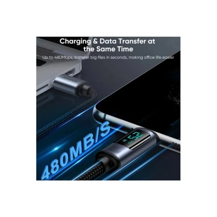 JOYROOM 100W USB-C / Type-C Dijital Ekranlı Hızlı Şarj Data Kablosu