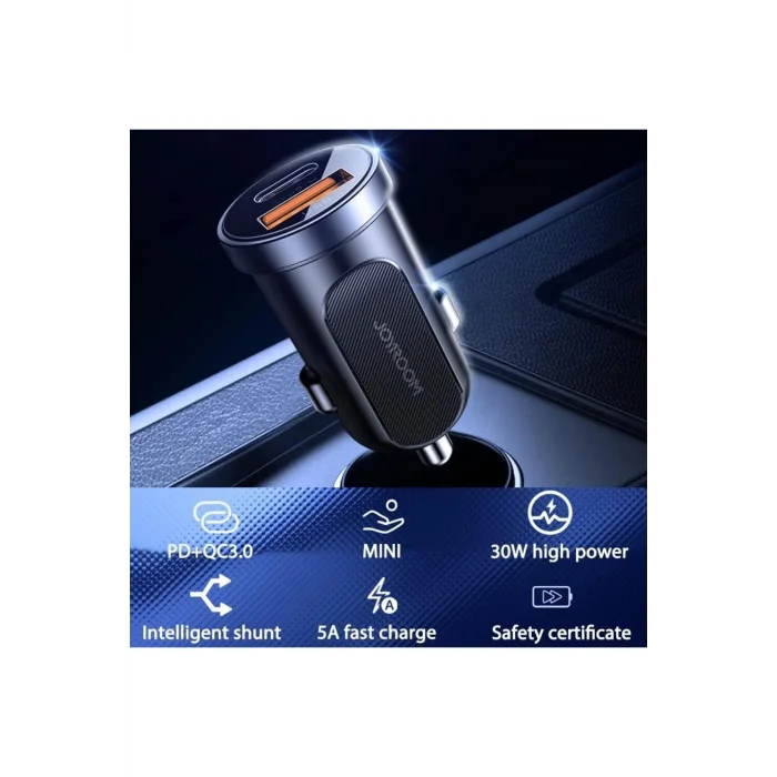 Joyroom 30W Mini PD+QC3.0 Çift Bağlantı Hızlı Araç Şarj Cihazı