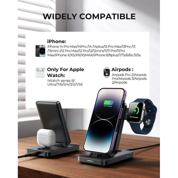 Joyroom 4 in 1 Katlanabilir Şarj İstasyonu Typ-c