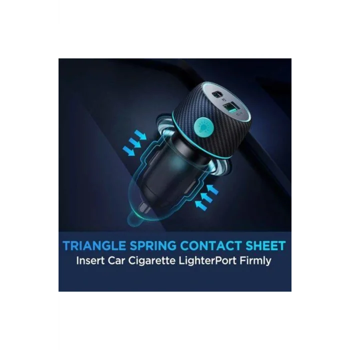 JOYROOM 60W USB/USB-C / Type-C Araç Şarj Cihazı Siyah Çakmaklık