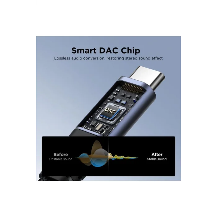 Joyroom Audio Adaptör 2in1 (Type-C to Dual Type-C)-Siyah