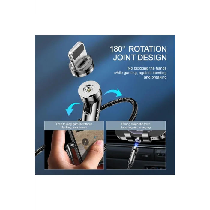 Joyroom Çoklu Manyetik Şarj Kablo-Lightning+Type-C+Micro-1.2m