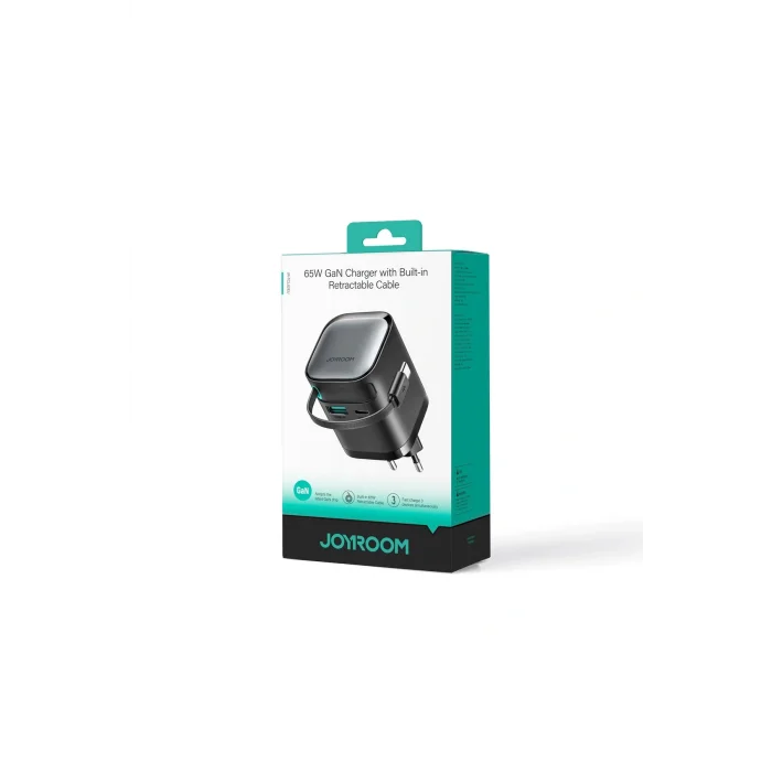 Joyroom JR-TCL02 Gan 65W Geri Çekilebilir Kablolu 2 Portlu Şarj Cihazı
