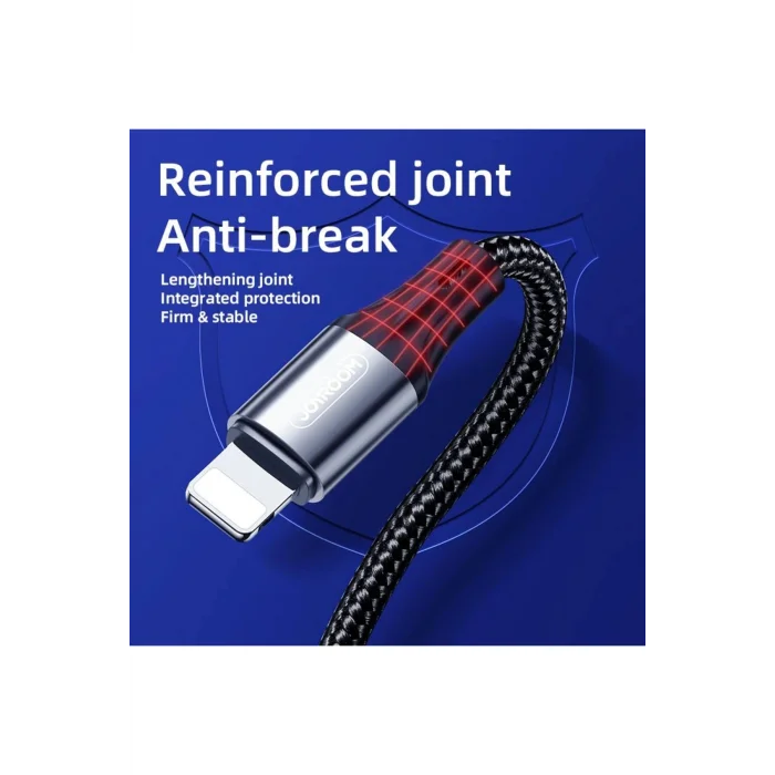 Joyroom S-1230N6 iPhone Lightning Hızlı Şarj ve Data Kablosu Örgü 3A 1.2M Siyah