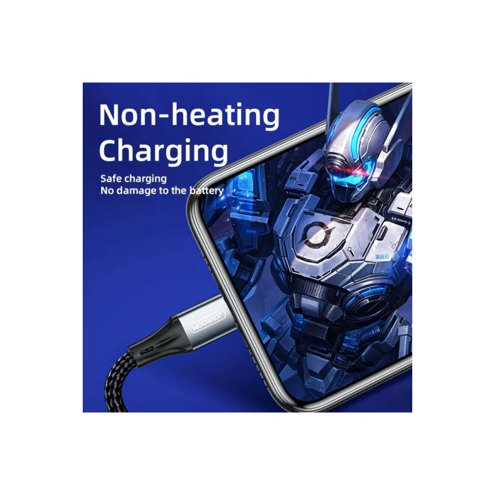 Joyroom S-1230N6 iPhone Lightning Hızlı Şarj ve Data Kablosu Örgü 3A 1.2M Siyah