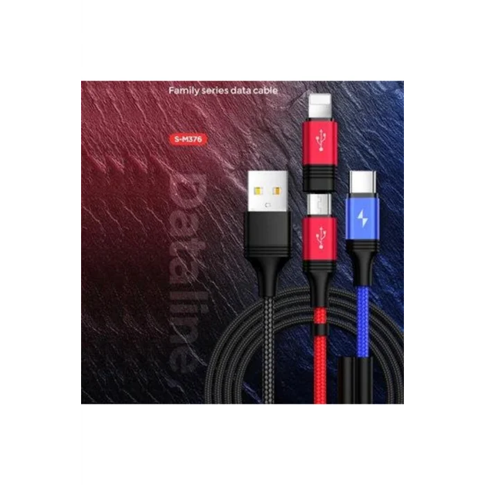 Joyroom S-M376 Type-c Mikro İphone Örgülü Çoklu USB Kablosu