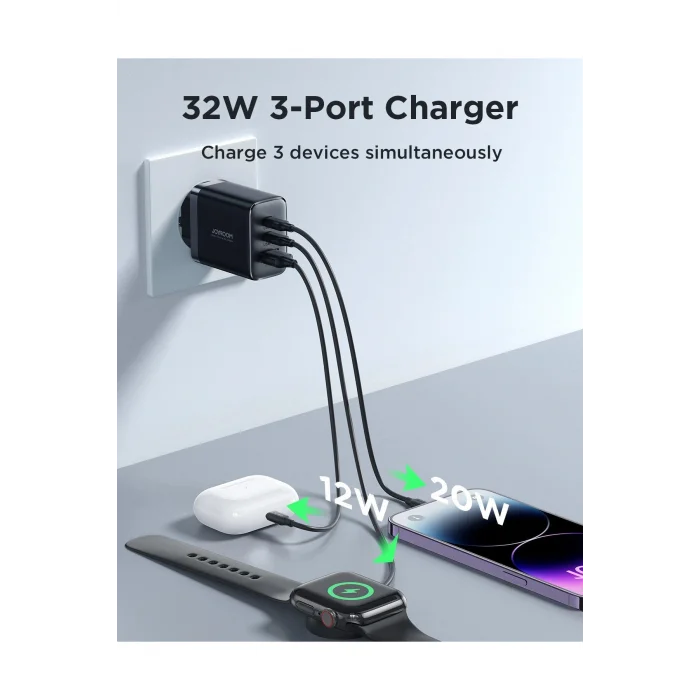 Joyroom TCF10 1 Usb 2 Type-c Çıkışlı 32w Şarj Adaptörü
