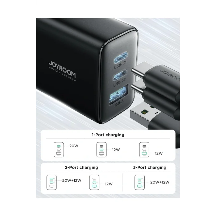 Joyroom TCF10 1 Usb 2 Type-c Çıkışlı 32w Şarj Adaptörü