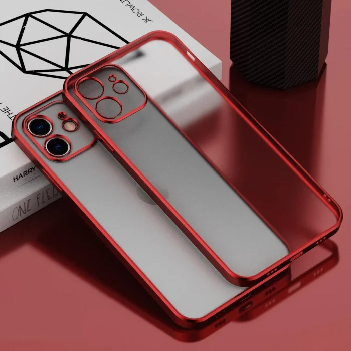 Lazer Parlak Çerçeve Şeffaf Plating Cep Telefonu Kılıfı