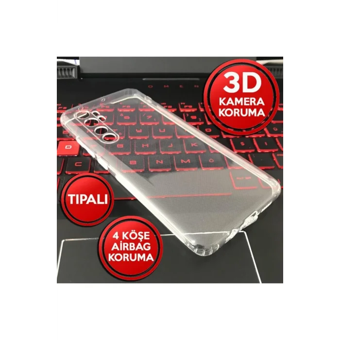 Oppo A15S Tıpalı Kamera Korumalı Şeffaf Silikon Kılıf