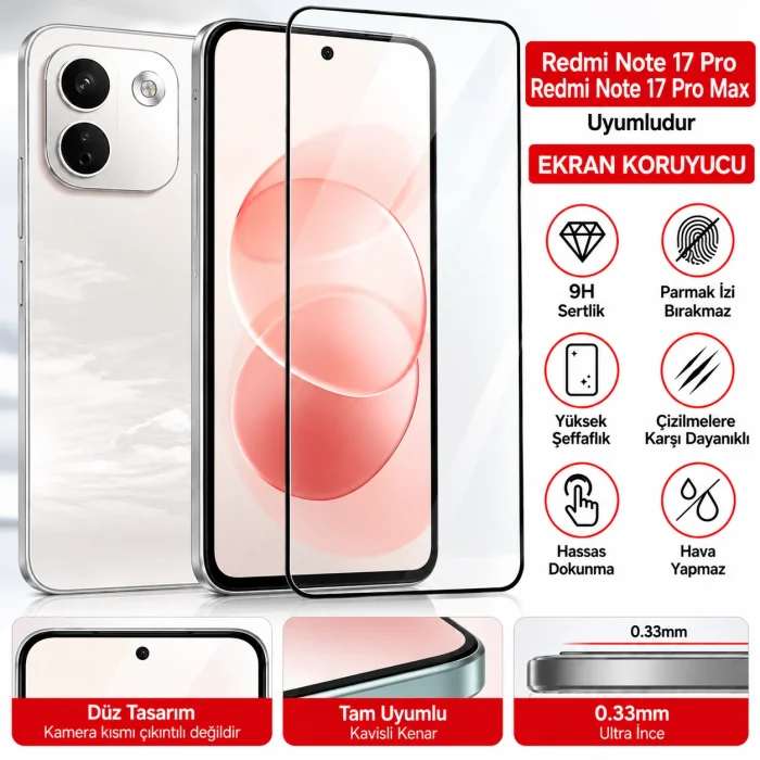 Redmi Note 17 Pro-17 Pro Max Anti Statik Cam Ekran Koruyucu