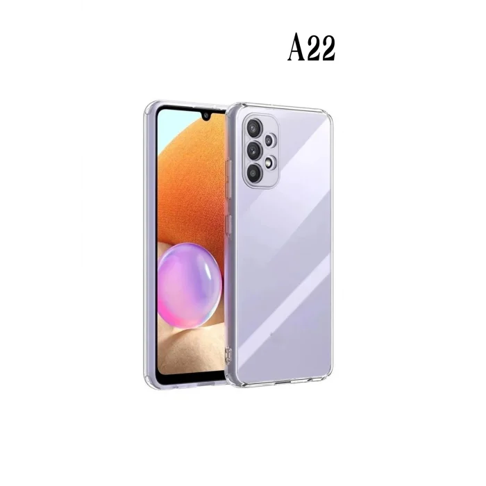 Samsung Galaxy A22 Kamera Korumalı Şeffaf Tıpalı Silikon Kılıf