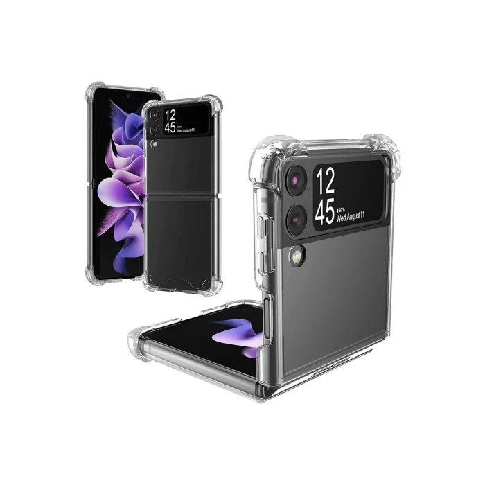 Samsung Z Flip 3 Şeffaf Korumalı Silikon Kılıf - Kapak