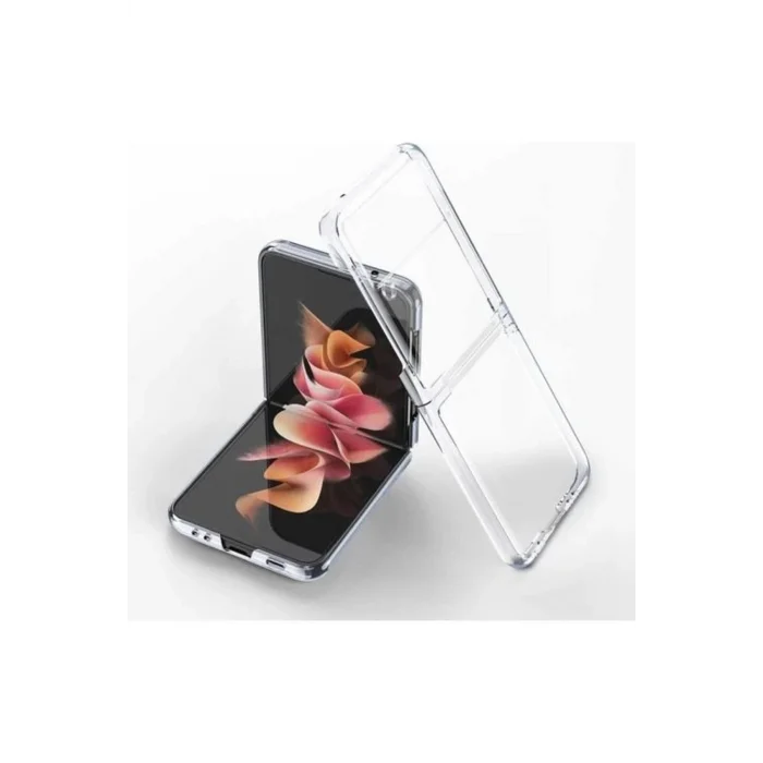 Samsung Z Flip 3 Şeffaf Korumalı Silikon Kılıf - Kapak