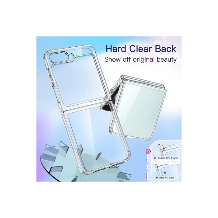 Samsung Z Flip 6 Kılıf Şeffaf Sert 2 Parçalı