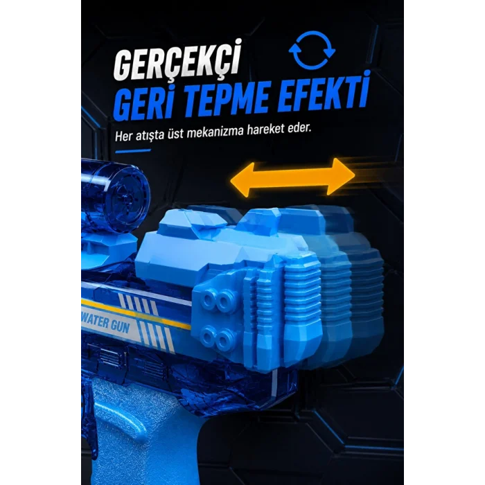 Şarjlı Geri Tepmeli Işıklı Tam Otomatik Su Tabancası