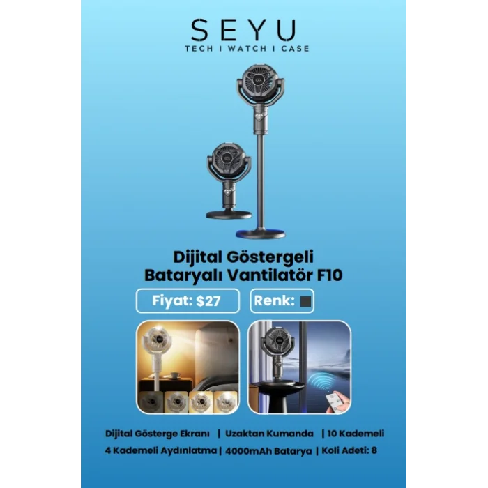 Seyü Dijital Göstergelı Bataryalı Vantilatör