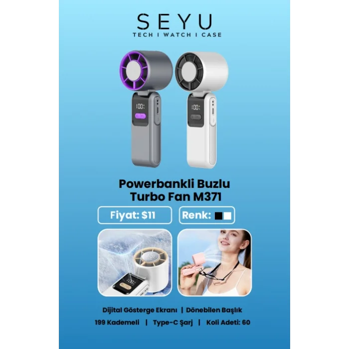 Seyü Powerbanklı Turbo Buzlu Fan