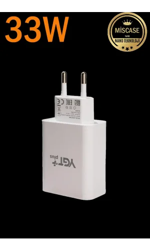 33w Turbo Şarj Özellikli USB + PD Şarj Aleti