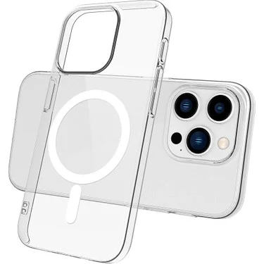 İphone 15 Pro Max Magsafe Sert Şeffaf Telefon Kılıfı