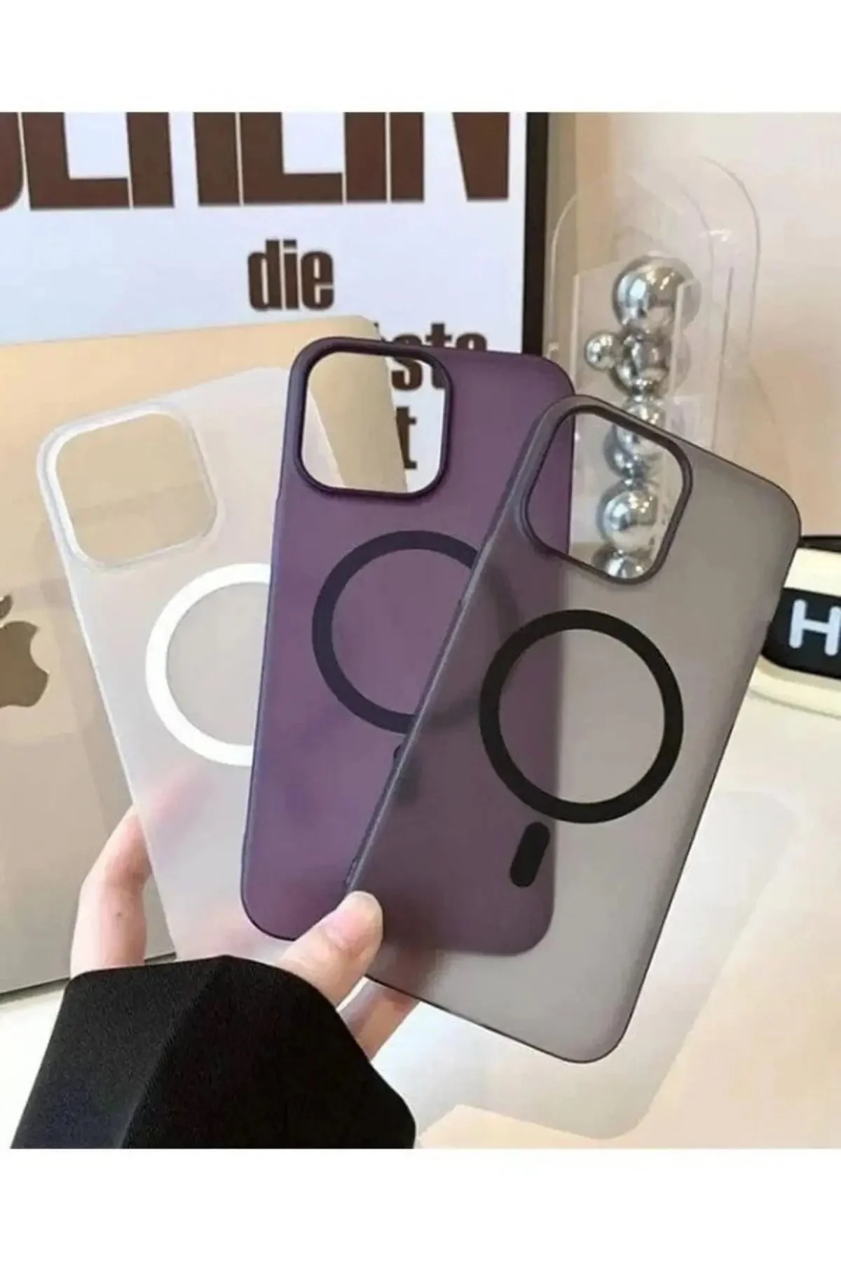 İphone 14 Pro Max Tuna Buzlu Sert İnce Magsafe Telefon Kılıfı