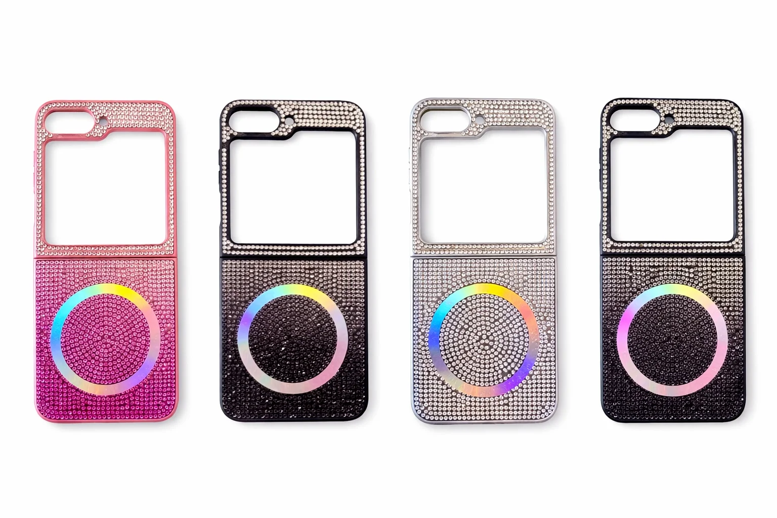 Samsung Z Flip 5 Kılıf Diamont MagSafe Hologramlı Telefon Kılıfı