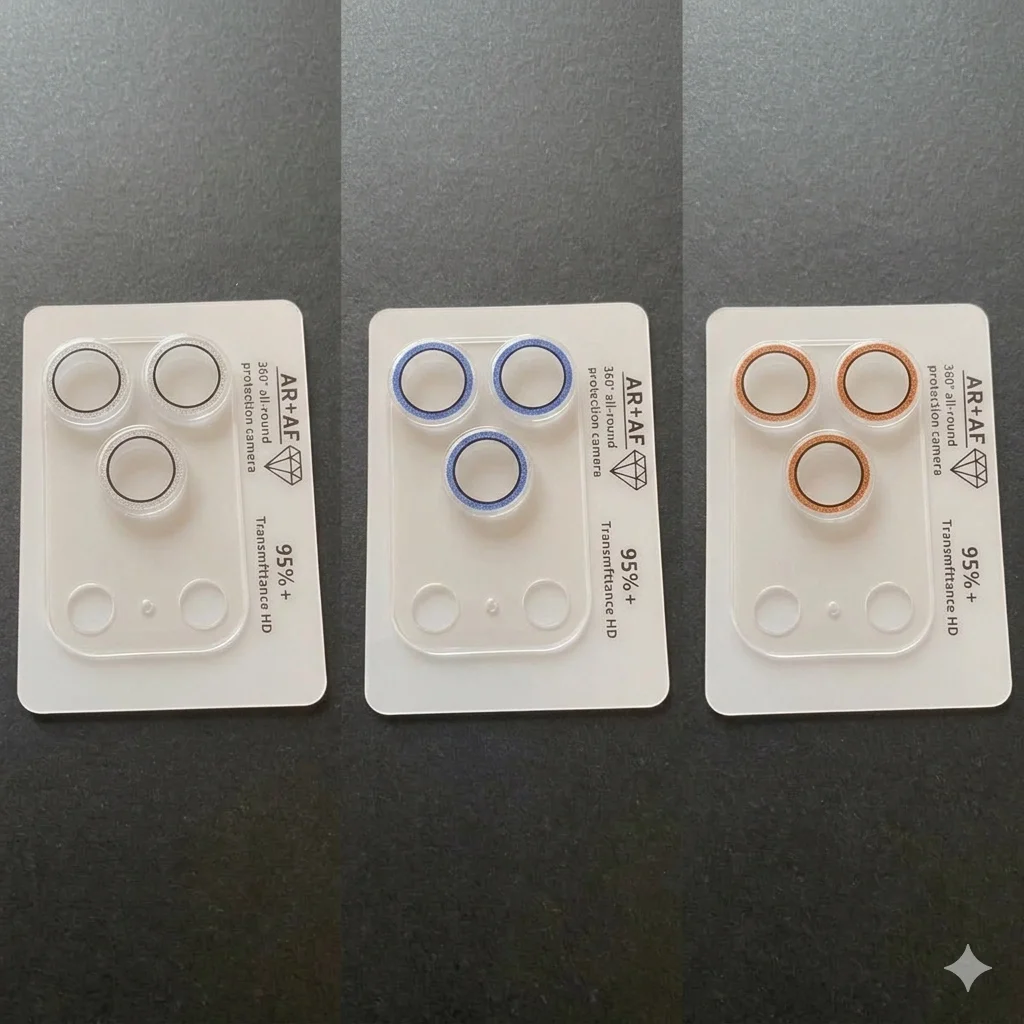 iPhone 17 Pro Şeffaf Tam Kapatan Taşlı Lens Koruyucu